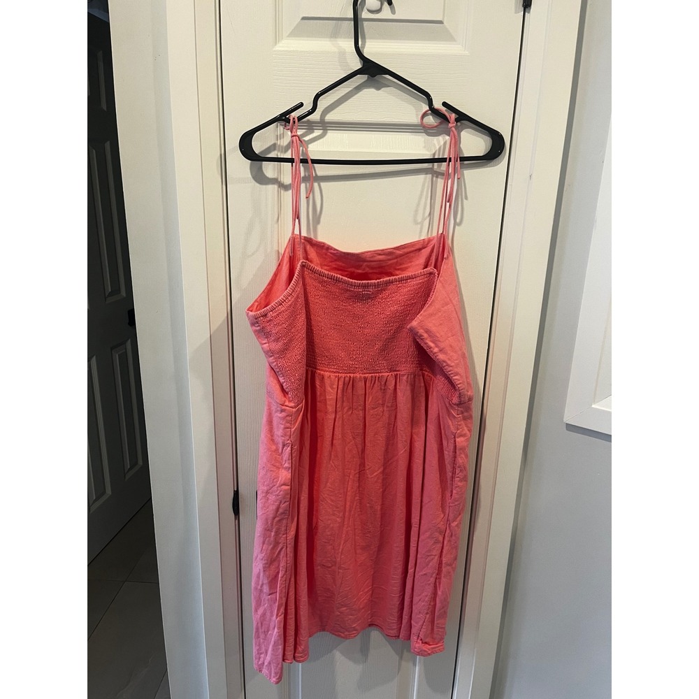 Old Navy Pink Linen Blend Tie Strap Smocked Mini Dress XXL Tall Womens - Picture 2 of 10
